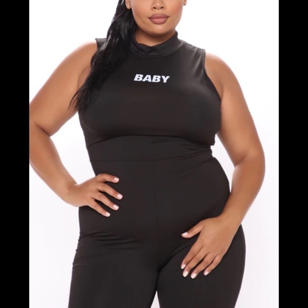 FASHION NOVA Not Your Typical Baby Jumpsuit Black Size 2X New - Picture 2 of 11